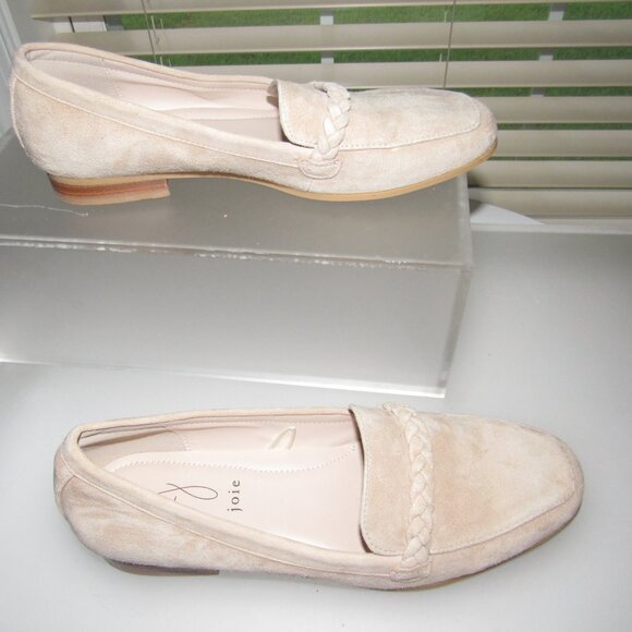 Joie Braided Suede Leather Slip-On Loafers – Neutral Tan Shoes, Size 8.5M - Picture 4 of 9